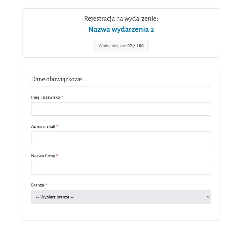 Formularz rejestracji na wydarzenie - dedykowana wtyczka WordPress prestiz.net